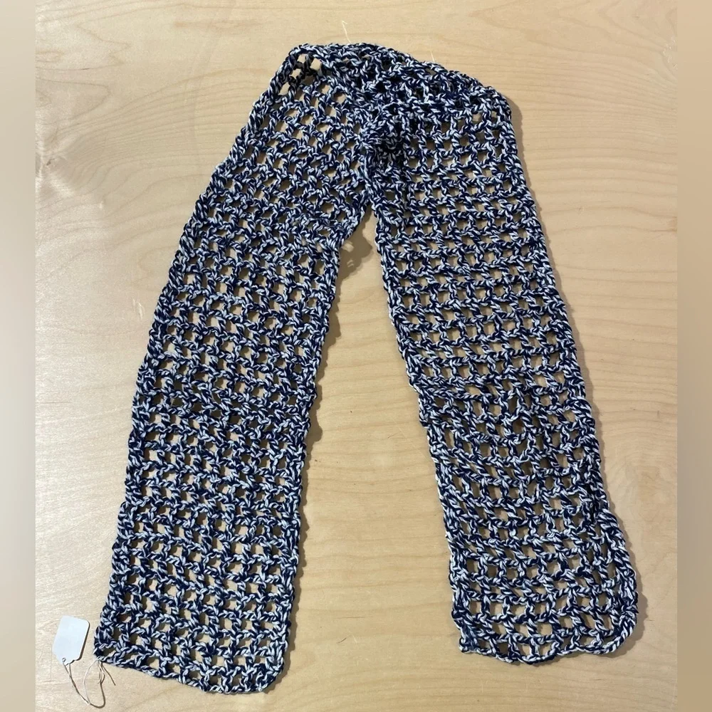 Handmade Crochet Scarf in Black and White (OS)